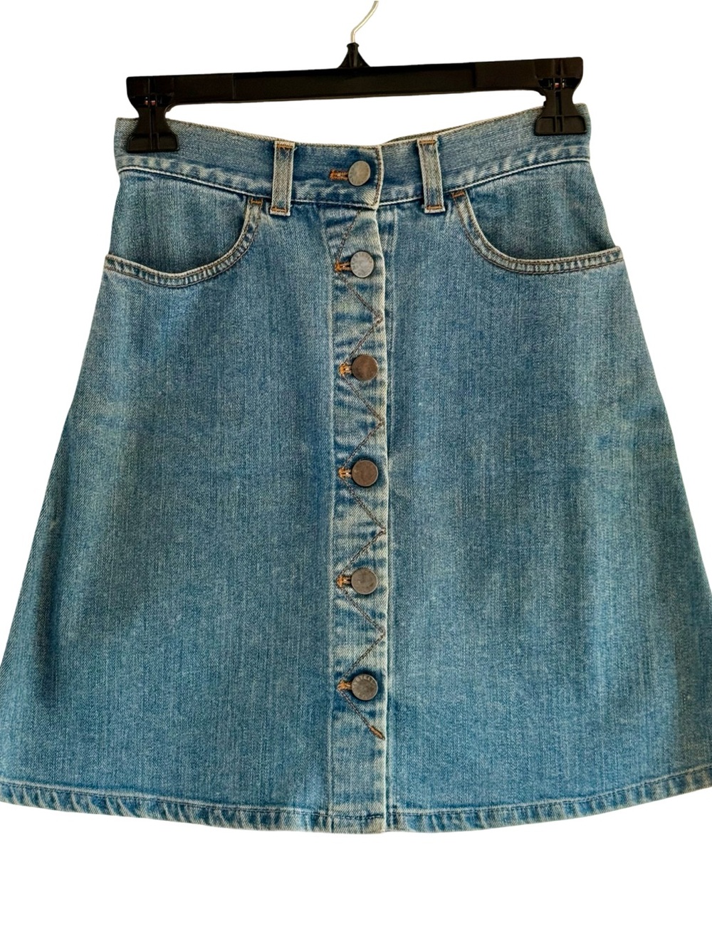Stella McCartney Medium Blue Button-Front Denim A-Line Skirt